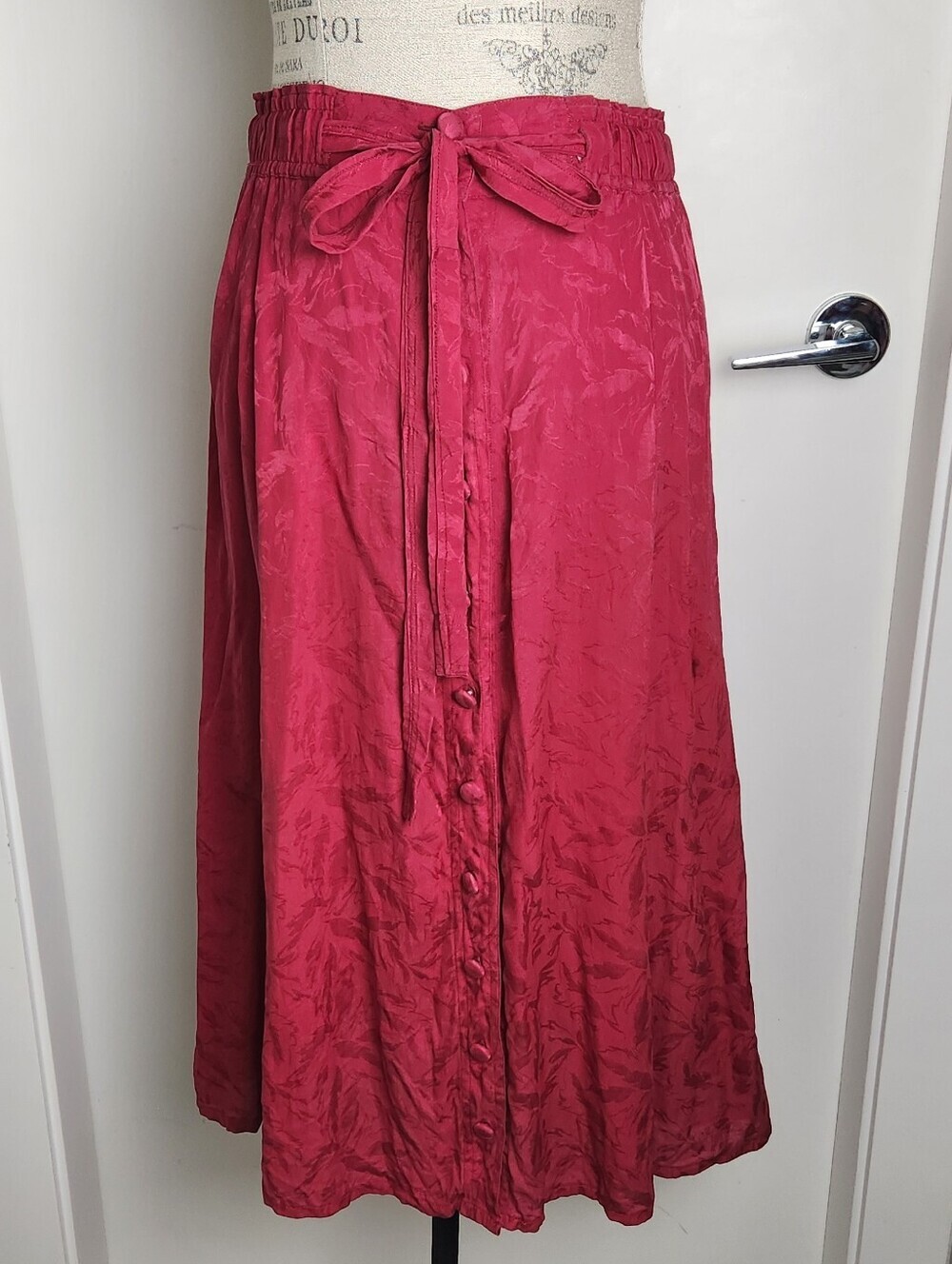 Vintage Red Silk Maxi Skirt